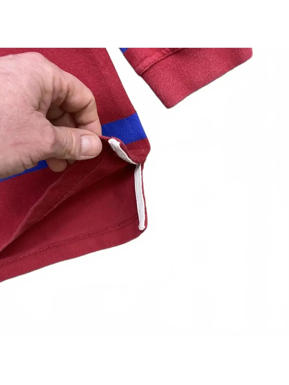 Vintage G.H. Bass & Co. Rugby Polo Shirt Green Navy Red Striped Men's M - Picture 5 of 7